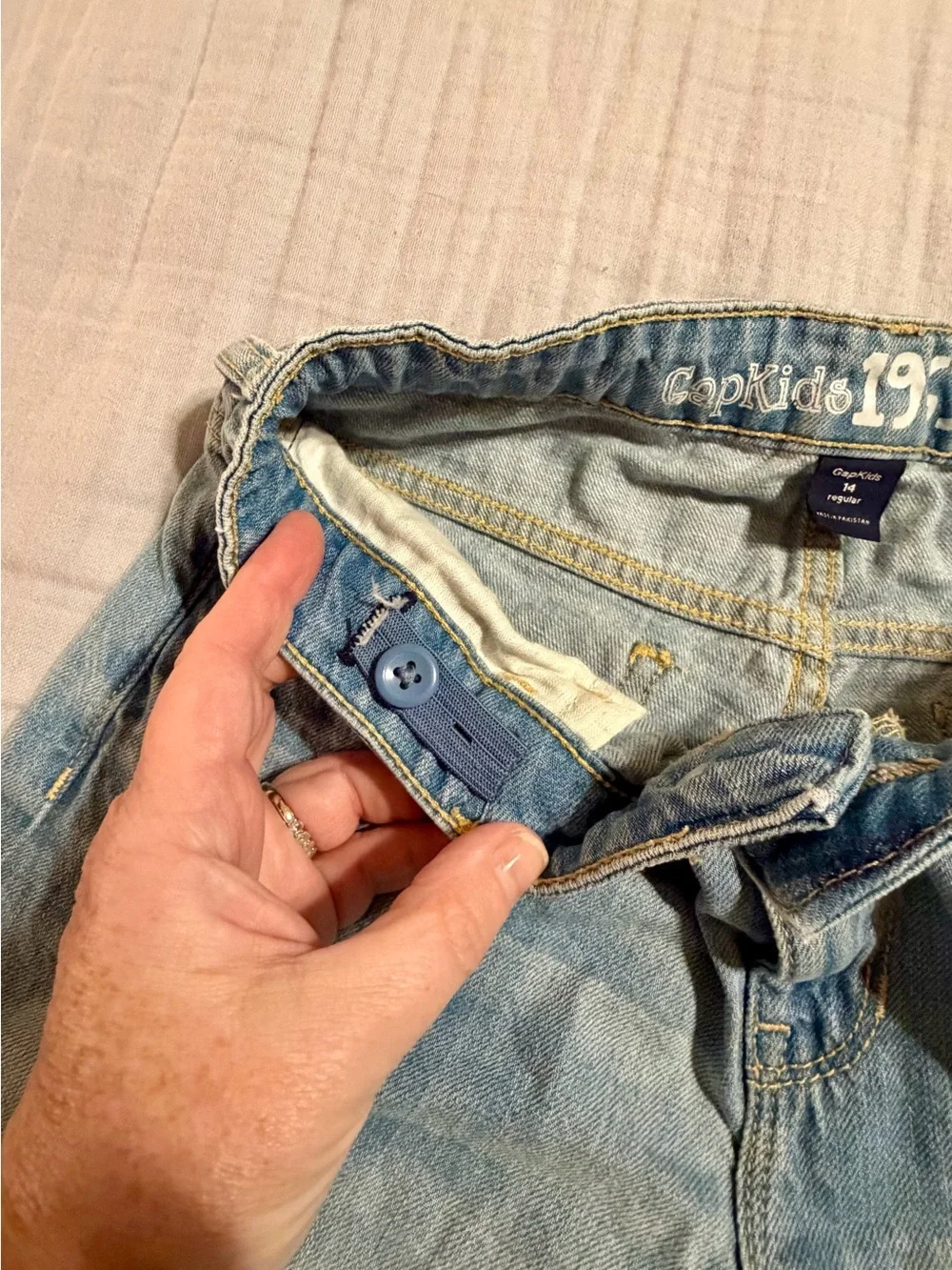 GAP Boys Light Blue Distressed Straight Jeans Sz 14 Regular